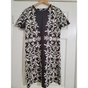 Tory Burch Brushstroke Symphony Mini‎ Gray and Cream shift dress Size M